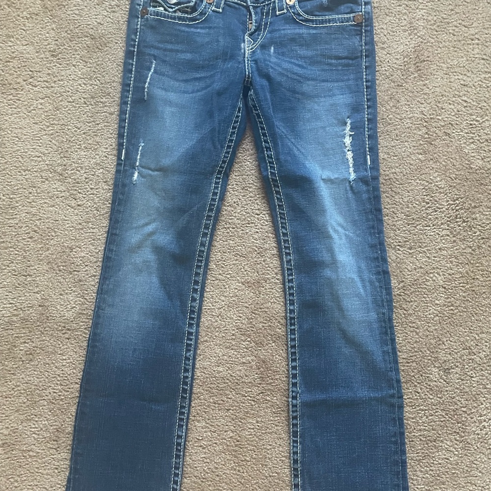 True Religion Women's Straight Leg Blue Jeans